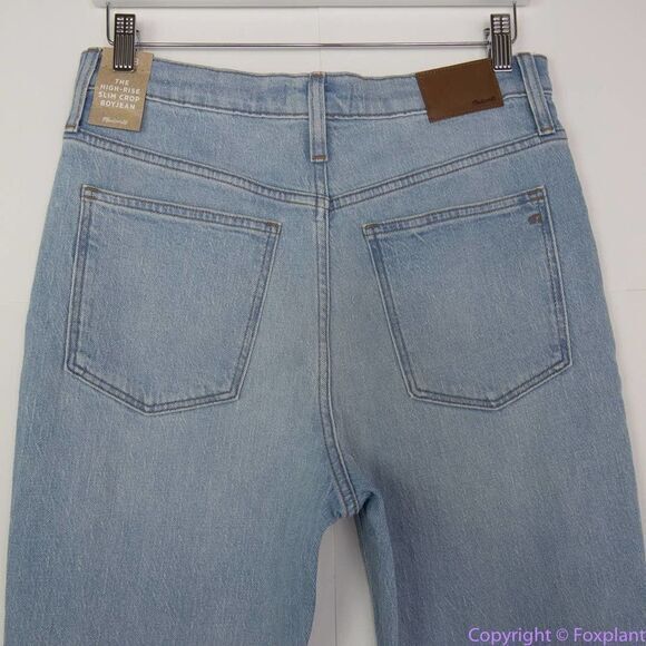 NEW Madewell High-Rise Slim Crop Boyjean in Dumas Wash: Ripped Edition, size 28 - Picture 6 of 16